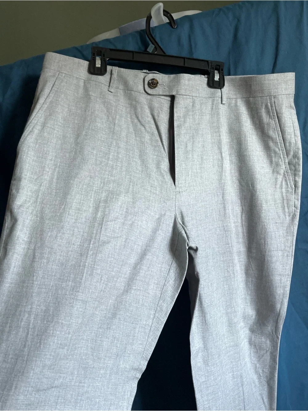 Tasso Elba Light Gray Flat-Front Dress Pants